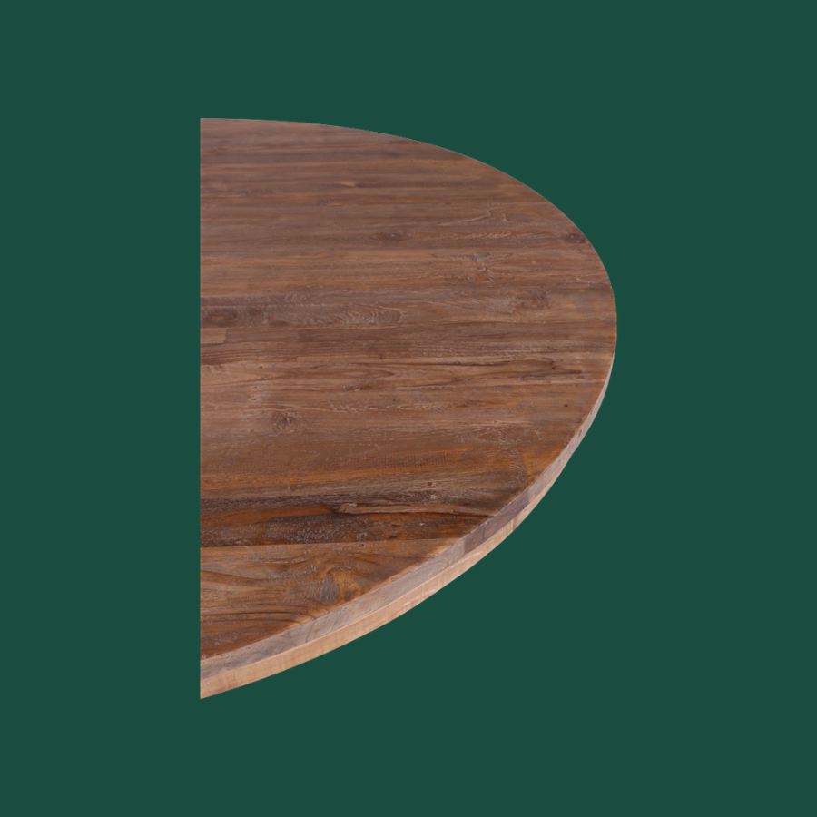 Stoere Landelijke Ronde Houten Eettafel 160 CM Vintage Style Teak Tafel NO 888 3
