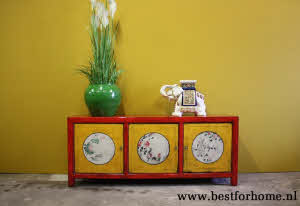 Authentiek Chinees Dressoir Unieke Kleurrijke Beschilderde Houten Kast NO 414 1_20260417163537