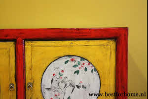 Authentiek Chinees Dressoir Unieke Kleurrijke Beschilderde Houten Kast NO 414 7