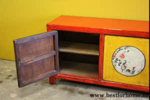 Authentiek Chinees Dressoir Unieke Kleurrijke Beschilderde Houten Kast NO 414 9