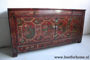 Authentiek Dressoir China Landelijke Unieke Beschilderde Chinese Kast NO 406 8