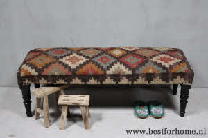 Bohemian Landelijk Kelim Bankje Oosterse Hocker Kilim NO 330 2