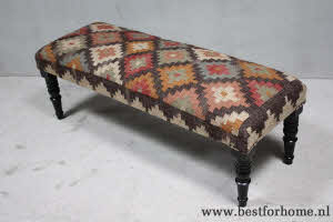 Bohemian Landelijk Kelim Bankje Oosterse Hocker Kilim NO 330 5