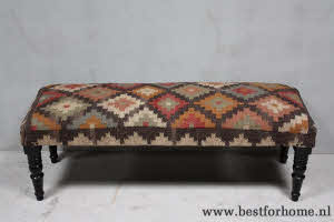 Bohemian Landelijk Kelim Bankje Oosterse Hocker Kilim NO 330 7