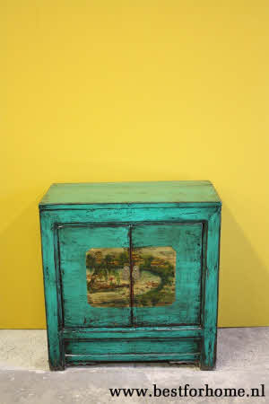 Chinees Uniek Beschilderd Kastje Glossy Groen Bohemian Landelijke Kast NO 582 5