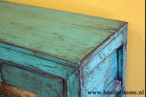 Chinees Uniek Beschilderd Kastje Glossy Groen Bohemian Landelijke Kast NO 582 8