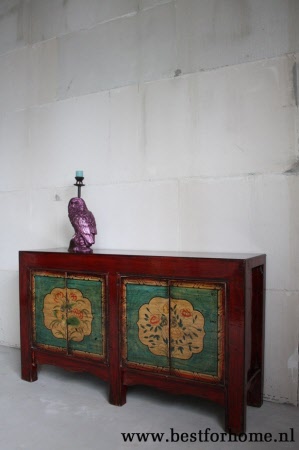 Chinees Uniek Houten Dressoir Kleurrijke Aziatische Kast NO 392 2