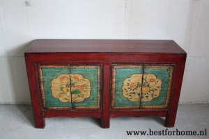 Chinees Uniek Houten Dressoir Kleurrijke Aziatische Kast NO 392 4