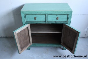 Chinees Uniek Kastje Azuurblauw Bohemian Landelijk Dressoir NO 589 7