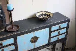 Chinese Unieke Houten Wandtafel Oosterse Landelijke Sidetable Gekleurd NO 301 3_20251102103400