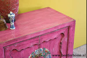 Kleurrijk Uniek Handbeschilderd Kastje Bohemian Vintage Kast NO 748 3
