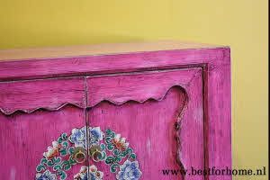 Kleurrijk Uniek Handbeschilderd Kastje Bohemian Vintage Kast NO 748 6