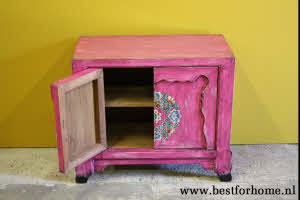 Kleurrijk Uniek Handbeschilderd Kastje Bohemian Vintage Kast NO 748 8