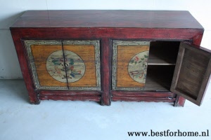 Landelijk Uniek Chinees Houten Dressoir Originele Wereldse Gekleurde Kast 831 5