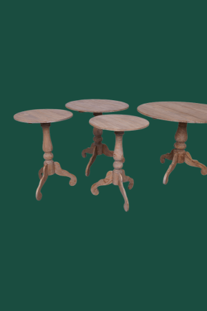 Landelijke Ronde Wijntafels Vergrijsd Oud Hout Vintage Houten Bijzettafels Rond 50-70 CM 3