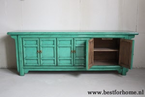 Oosterse Originele Gekleurde Kast Vintage Bohemian Style Dressoir China NO 289 7
