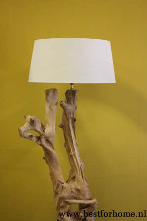 Oosterse Wortel Houten Vloerlamp Stoere Staande Boomstam Lamp NO 605 2