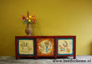 Origineel Kleurrijk Beschilderd Dressoir Vintage Stijl Kast NO 633 2