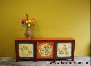 Origineel Kleurrijk Beschilderd Dressoir Vintage Stijl Kast NO 633 3