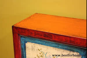 Origineel Kleurrijk Beschilderd Dressoir Vintage Stijl Kast NO 633 7