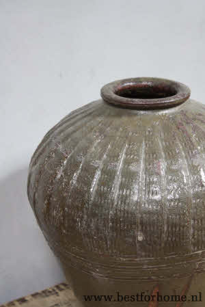 Oude Sobere Chinese Rijstpot Originele Landelijke Aardewerk Kruik NO 266 4