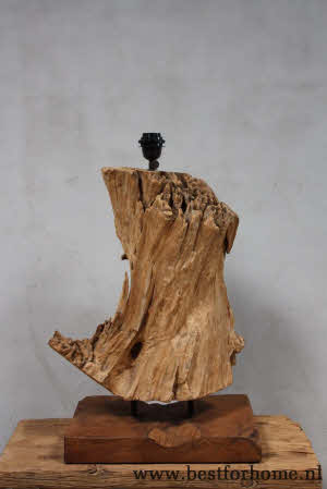 Robuuste Houten Tafellamp Stoere Lamp Uniek Wortelhout NO 111 3