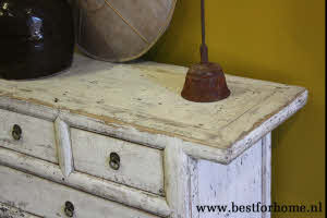 Stoer Uniek Oud Houten Kastje Vintage Wit Oosterse Kast NO 860 3