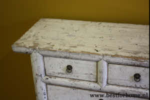 Stoer Uniek Oud Houten Kastje Vintage Wit Oosterse Kast NO 860 6