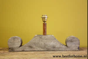 Stoere Oud Houten Ornament Lamp Unieke Vintage Lampenvoet NO 219 4