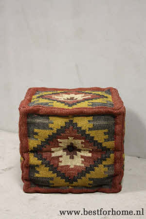 Stoere Wereldse Kelim Poef Robuuste Gekleurde Oosterse Stoel NO NO 402 3