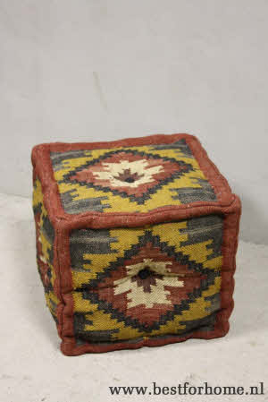 Stoere Wereldse Kelim Poef Robuuste Gekleurde Oosterse Stoel NO NO 402 5