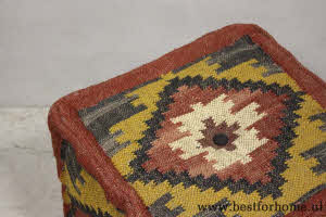 Stoere Wereldse Kelim Poef Robuuste Gekleurde Oosterse Stoel NO NO 402 7