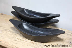 Stoere Zwarte Gerecycled Oud Houten Schaal Unieke Wereldse Bak NO 913 2