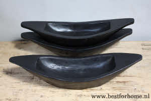 Stoere Zwarte Gerecycled Oud Houten Schaal Unieke Wereldse Bak NO 913 4