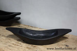 Stoere Zwarte Gerecycled Oud Houten Schaal Unieke Wereldse Bak NO 913 5