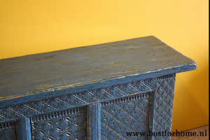 Uniek Dressoir Oosters Hout Donkerblauw Wandmeubel Stoere Kast India NO 670 5