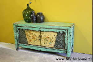 Uniek Kleurrijk 2 Deurs Dressoir Chinese Kast Bohemian Stoer NO 704 4
