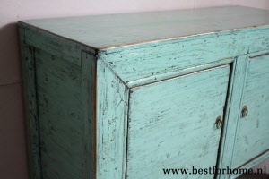 Unieke Chinese Glanzende Kast Mint Kleurrijk 2-Deurs Houten Dressoir NO 106 4