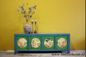 Vintage Style Kleurrijk Dressoir Unieke Chinese Kast Werelds Houten Meubel NO 592 2