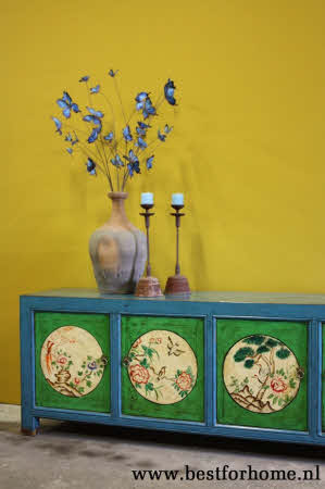 Vintage Style Kleurrijk Dressoir Unieke Chinese Kast Werelds Houten Meubel NO 592 3