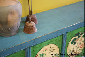 Vintage Style Kleurrijk Dressoir Unieke Chinese Kast Werelds Houten Meubel NO 592 4