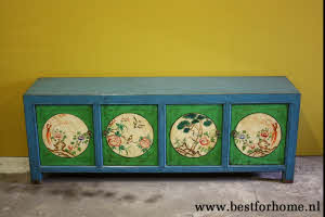 Vintage Style Kleurrijk Dressoir Unieke Chinese Kast Werelds Houten Meubel NO 592 5