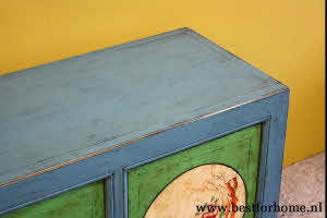 Vintage Style Kleurrijk Dressoir Unieke Chinese Kast Werelds Houten Meubel NO 592 6
