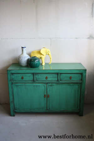 Werelds Landelijk Oosters Dressoir Unieke Chinese Kast Mintgroen NO 190 2_20251101200753