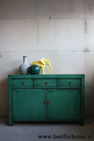 Werelds Landelijk Oosters Dressoir Unieke Chinese Kast Mintgroen NO 190 3_20251101200759