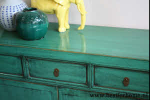 Werelds Landelijk Oosters Dressoir Unieke Chinese Kast Mintgroen NO 190 4_20251101200805