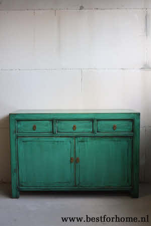 Werelds Landelijk Oosters Dressoir Unieke Chinese Kast Mintgroen NO 190 6_20251101200816