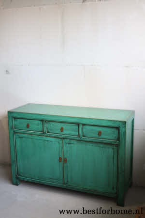 Werelds Landelijk Oosters Dressoir Unieke Chinese Kast Mintgroen NO 190 7_20251101200822