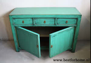 Werelds Landelijk Oosters Dressoir Unieke Chinese Kast Mintgroen NO 190 8_20251101200828