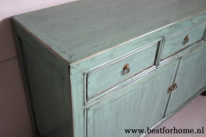 Werelds Landelijk Oosters Dressoir Unieke Chinese Kast Mintkleur NO 611 4